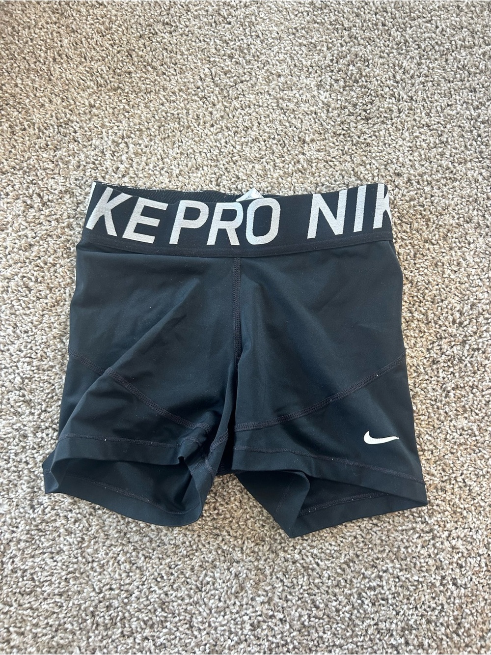 Nike Black Kids' Pro Stretch Shorts with White Swoosh